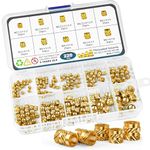 220Pcs Heat Set Insert Assortment, Premium M2 M2.5 M3 M4 M5 M6 Metric Threaded Inserts Brass Female Hot Melt Knurled Nut Inserts Embedment Kit for Plastic and 3D Printing