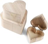 Bright Creations Unfinished Wood Box with Magnetic Hinged Lid, Heart Jewelry Box (3 Pack)