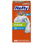 Hefty Recycling Trash/Garbage Bags (Clear, Kitchen Drawstring, 13 Gallon, 60...