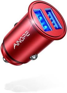 AINOPE Chargeur de Voiture, Ultra Compact 2 Ports USB 5V / 4.8A en Alliage d'Aluminium Chargeur Allume Cigare, Charge Rapide pour iPhone XR/Xs/Max/X/8/7/iPad Pro/Air 2/Mini, Galaxy,HTC etc-(Rouge)