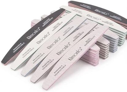 50PCS Gray Professional Nail Files 80/100/150/180/240 Grit, Emery Boards Nail Files for Natural Nails and Acrylic Nails, Double Sided Emory Boards limas para unas acrilicas Reusable Manicure Tools