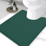 Smiry Memory Foam U-Shaped Toilet Bathroom Rugs 24" x 20", Extra Soft Absorbent Non-Slip Contoured Rugs, Machine Washable Contour Bath Mats for Bathroom Toilet, Green