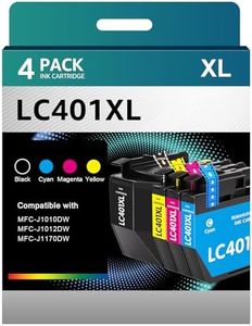 Valinkso LC401XL LC401 Ink Cartridges Compatible for Brother Ink Cartridges LC401 XL to use with Brother MFC-J1010DW MFC-J1012DW MFC-J1170DW Printer Ink (Black Cyan Magenta Yellow, 4 Pack)