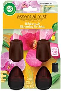 Air Wick Essential Mist Refill, 2 ct, Hibiscus & Blooming Orchids, Essential Oils Diffuser, Air Freshener