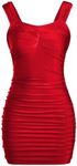 OYOANGLE Girl's Rib Knitted Sleeveless Ruched Strap Bodycon Pencil Mini Tank Dress Summer Casual Dresses Bright Red 9Y