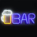 GUOCHENG Neon BAR Sign Pony-Size Led Illuminated Bar Letter Lights Pub BAR Sign Light Up Neon Beer Lamps– Lighted Home Bar Decor(S-Blue)