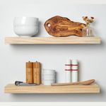 Homeforia Rustic Farmhouse Floating Shelves, Bathroom Wooden Shelves for Wall Mounted, Thick Industrial Kitchen Wood Shelf - 24 x 6.5 x 1.75 inch - Set of 2 - Unfinished - No Stain - DIY