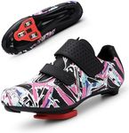 Spin Shoes Women Indoor Cycling Shoes Peloton Compatible Road Bike Shoes with Delta Cleats Riding Shoes Black 9.5