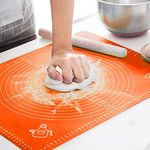 LIMNUO Silicone Pastry Mat Thick Non Stick Baking Mat, Fondant Mat,Counter Mat,Dough Rolling Mat, Oven Liner, Pie Crust Mat (L-16''(W)*24''(L), Orange)