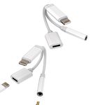 iPhone AUX Adapter Lightning to 3.5mm Headphone Jack Cable Splitter(2Pack)Charger Cord Dongle Apple MFI Certified Audio Earphone Music Charging Converter for 7 8 Plus 11 12 13 14 Pro Max Headset Power