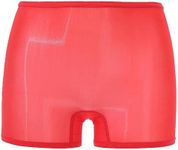 CHICTRY Womens See Through Smooth Boxer Briefs Underwear Sheer Stretchy Boyshorts Panties Underpants Red One Size