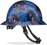 ACERPAL Full Brim Non-Vented Blue Banshee Tattoo/Skull Design Matte Finish OSHA Hard Hat with 6-Point Suspension