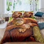 3D Gorilla Double Duvet Cover Set, Soft Microfibre Animal Bedding Set, Gorilla Quilt Cover 200x200 cm and 2 Pillowcases A568