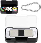 Aptbyte Hard Carrying Case for KardiaMobile 1-Lead EKG Monitor with Built-in 3-Compartment Pill Organizer, 2-in-1 Travel Box, Clear Lid, Silicone Insert, Carabiner Included (Black - for Kardia 1l)