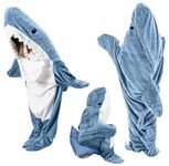 Ambitelligence Shark Blanket Hoodie Onesie for Adults and Kids, Cozy Flannel Shark Costume Shark Sleeping Bag