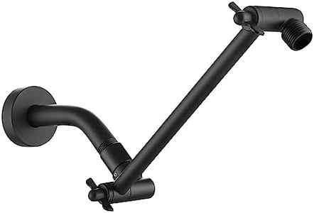 Shower Head Arm, Adjustable Shower Extension Arm for Rain Showerheads, Angle & Height Adjustable Shower Head Extender Arm, G1/2 Universal Connector, Easy to Install (Matte Black, 10 Inch)