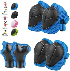 6PCS Kids Protective Gear Set, Knee Pads for Kids 3-10 Years Old, Toddler Knee Pads and Elbow Pads, Wrist Guards Set, Skating Cycling Bike Rollerblading Scooter, Upgraded & Durable Material, Blue