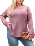 Luranee Plus Size Womens Sweaters, V Neck Dressy Long Sleeve Shirts Pullover Casual Work Business Wear Going Out Tops Lightweight Christmas Tunic Sweater Light Pink 2XL