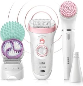 Braun Silk-épil Beauty Kit 9 9-995 Deluxe 9-in-1 Wireless Wet & Dry Hair Removal - Epilator, Shaver, Exfoliator, Face and Body Cleansing Kit, White/Pink