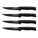 BRANIK Brand The Original Titanium Series Steak Knives Set of 4, Premium German Steel with Special Baked on Ceramic Non-Stick Coating. Dishwasher Safe Kitchen Steak Knife Set