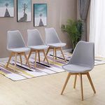 HomJoy Modern Design Dining Chair, Retro Lounge Chairs Premuim Plastic Wood and PU Leather Lorenzo Chair (Grey * 4)