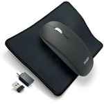 ITAWEY Wireless Mouse and Pad Set, Dual Mode Bluetooth 5.2 and USB Receiver 2.4G, Rechargeable, Quiet Clicks, Compact, 1600 DPI, High Precision Steel Scroll Wheel for PC Laptop Tablet - Upgraded Model