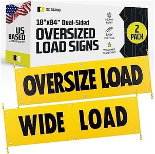 DC Cargo Dual-Sided Oversize Load Sign for Trucks - Tear & Fray Resistant, Heavy Duty Vinyl, Trailer Flag, 18"x84" - Integrated Rope & Brass Grommets for Secure Attachment
