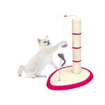 Nobleza - Cat Scratching Post for Indoor Cats and Kittens 19.3in Tall Cat Scratch Pole with Sisal Rope Cat Claw Scratcher with Hanging Plush Ball Toys and Spring Mouse Toys (Include Beads), Rose Red