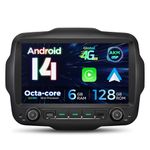 XTRONS 9" Android 14 Car Stereo for Jeep Renegade (2015-2020), 6+128GB IPS Head Unit ASK DSP Inclinometer Information Wireless CarPlay Bluetooth 5.0 Support 4G AHD Camera DAB+, Cooling System