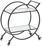 Cooper & Co. Homewares Remy Steel Bar Cart with Glass Rack, Black