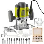 Wood Trimmer, DEWINNER Router Tool Electric Woodworking Power Router Trimmer,Variable Speed Hand Joiner Tool Plunge Router, Trimmer Laminator with 12PC 6mm 8mm Bits Collets