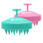 HEETA 2 Pack Hair Scalp Massager Shampoo Brush for Hair Growth, Hair Scalp Scrubber with Soft Silicone, Wet and Dry Hair Detangler (Green & Rose Pink)