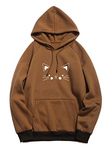 More & More Unisex Fleece Hooded Neck Hoodie (Cat Hoodie Brown-L_Brown_L)