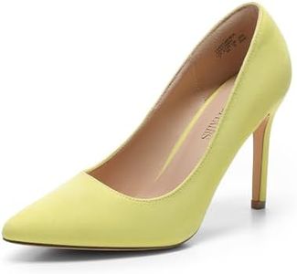 DREAM PAIRS Women's Closed Toe High Heels Dress Pointed Toe Wedding Pump Shoes,Size 11,Yellow/Suede,Christian-New