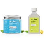 Perfora Teeth Whitening Powder & Lemon Mint Mouthwash Combo | Enamel Safe Effective Teeth Whitening | Whitener For Complete Oral Care | Alcohol Free Anti Plaque Mouth Wash For Fresh Breath | Set of 2