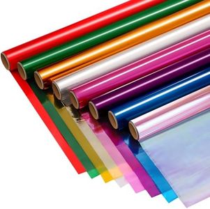 8 Rolls Colored Cellophane Wrap Extra Wide (34In x 10Ft) Transparent Cellophane Paper Roll for Gift Baskets Gift Wrapping DIY Crafts Project Decoration