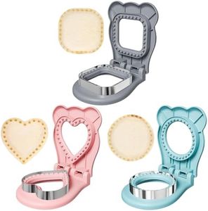 HINZER Sandwich Cutter and Sealer, Lunch Breakfast Sandwich Maker Stainless Steel Bread Decruster Heart Square Circle Cookie Cutter for Kids Children Adult Boys Girls