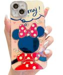 mobistyle for iPhone 15 Case Bling Camera Lens Protection Glitter Cartoon Design Shockproof Protective Phone Back Cover Case for Girls and Women - Minnie