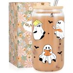 Fairy's Gift Ghost Reader Halloween Cup, Cute Halloween Spooky Gifts for Book Lovers, 16 oz Iced Coffee Cup with Lid Straw, Book Themed, Bookworm, Bookish Gifts for Women Book Lover Librarian