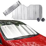 Car Windscreen Sun Shade, Foldable Car Windshield Sunshades Anti UV Keep Vehicle Cool, Universal Windshield Dust Sun Shade Visor Shield Cover for Cars Van (130 X 60CM)