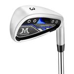 MAZEL WM-X1/2 Individual Men Golf Club Irons 1,2,3,4,5,6,7,8,9,Pitching Wedge,Approach Wedge,Sand Wedge with Steel Shafts (3 Iron Single,Blue (2024 Model), Right Handed (Stainless Steel,Flex S))