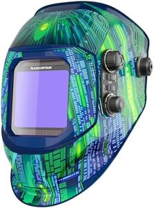 ARCCAPTAIN 3.94"X3.66" Large Viewing Screen Welding Helmet True Color Auto Darkening Welding Hood, Solar Powered 4 Arc Sensor, Wide Shade 4-5/5-9/9-13 for ARC TIG MIG Welding Mask(Cyber City Design)