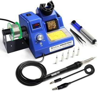 TOAUTO DS90 Soldering Station-°F & °C Dual Digital Display Soldering Iron Station Kit,90W Soldering Iron,302℉- 842℉ Temperature, Anti-Static & Grounding Wire, Auto Standby & Sleep,5 Solder Tips, Blue