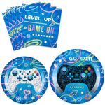 WERNNSAI Video Game Party Plates and Napkins - 48 PCS Gamer Theme Party Supplies Kids Boys Gaming Birthday Party Decorations Dinner Plates Paper Napkins for Family Gaming Night Serves 16 Guests