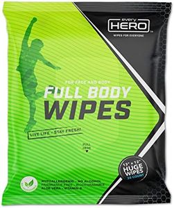 everyHERO Body and Face Shower Wipes for Adults - Unscented, Extra Large, Biodegradable, No Rinse Cleansing Wipes For Camping, Sports, Traveling, and more!