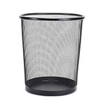 Metal Wire Mesh Waste Basket Garbage Trash Can for Office Home Bedroom - Round Wire Mesh Wastepaper Bin Trash Rabbish Can for Bathroom Kitchen Dormitory (Black L)