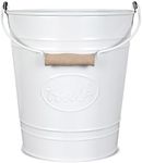 Autumn Alley Farmhouse Bathroom Trash Can - White Trash Can Bucket with Wooden Handle for Rustic Bathroom, Farmhouse Kitchen, Country Home Décor, 7 Liter, White