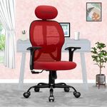 beAAtho® Leo Mesh High Back Office Chair with 3 Year Warranty/Study Chair/Computer Chair/Revolving Chair/Desk Chair for Work from Home | Heavy Duty Metal Base | Height Adjustable | (Red)