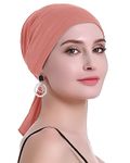 osvyo Pretied Chemo head scarves for women Hair Loss - Cancer Slip On Headwear headscarf coverings Turbans Wraps Caps, Coral Red, One Size