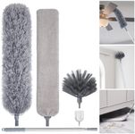 Dusters for Cleaning,Feather Duster with ExtensionPole, Cobweb Brush, Retractable Gap Dust Cleaner Up to 100'', Bendable Washable Feather Duster for Cleaning Ceiling Chandelier,High Ceiling,Furniture